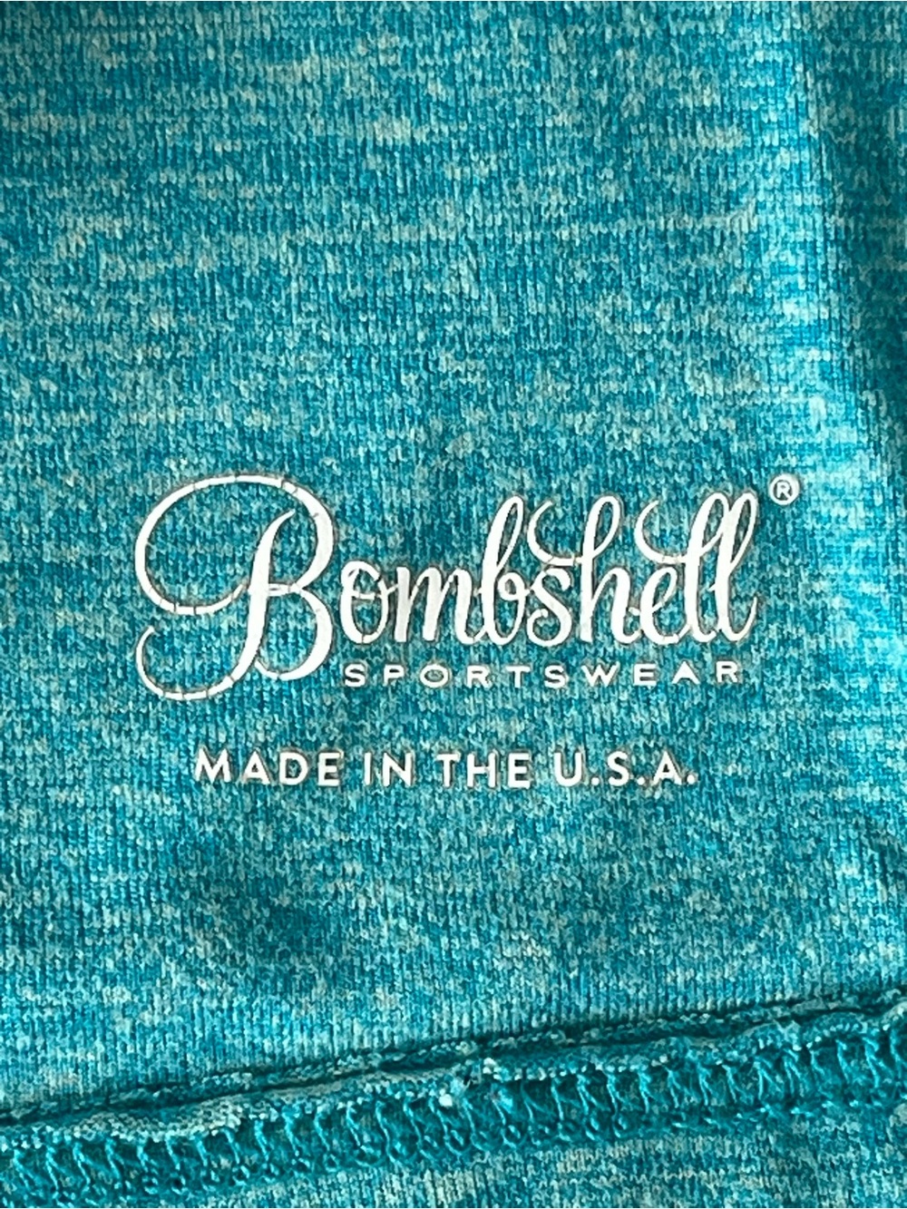 Bombshell Sportswear Teal Blue Heathered Crop Top Sports Bra Size Large